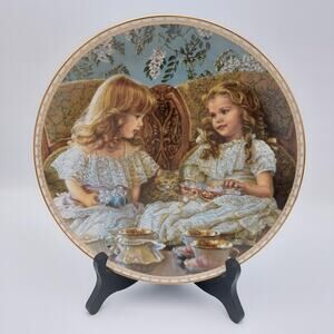 Sandra Kuck Best Friends Collector Plate Vintage Gold Trim Decorative Porcelain